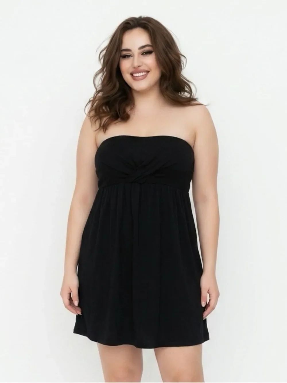 MERONA | Strapless Crossing Bust Black Swim Coverup Dress Women’s Size X-Large